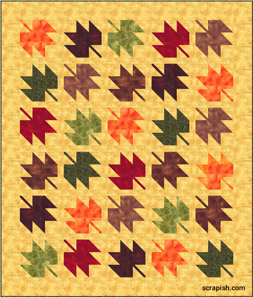 fall-leaf-and-log-cabin-quilt-87-x-112-pieced-and-quilted-by-tammy-caple