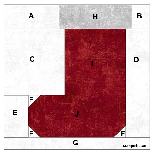 Christmas Ornament Quilt Block Pattern Assembly Diagram